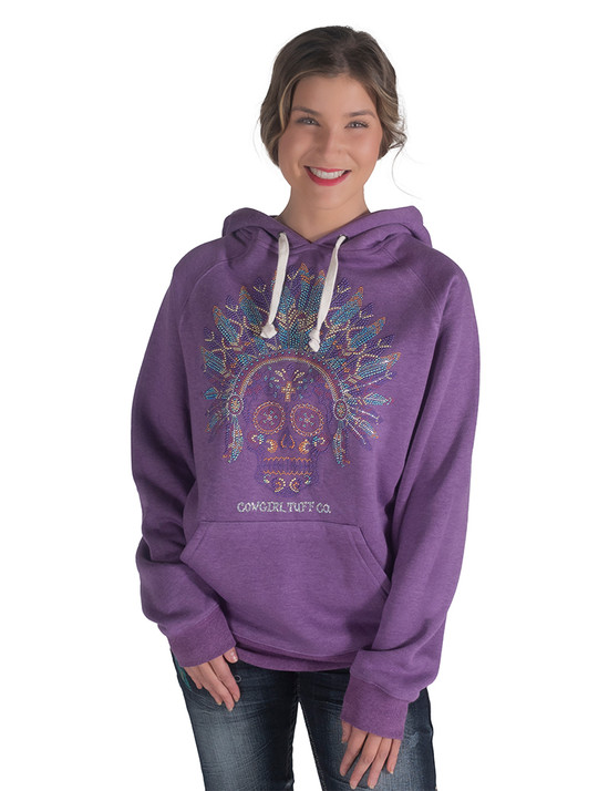 Crystal Sugar Skull Unisex Hooded Sweatshirt (Purple)