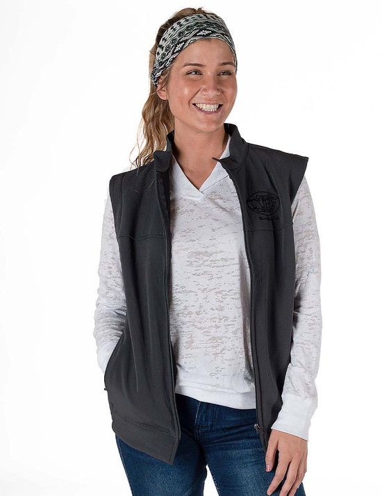 Stretch microfiber vest with embroidered logo (charcoal)