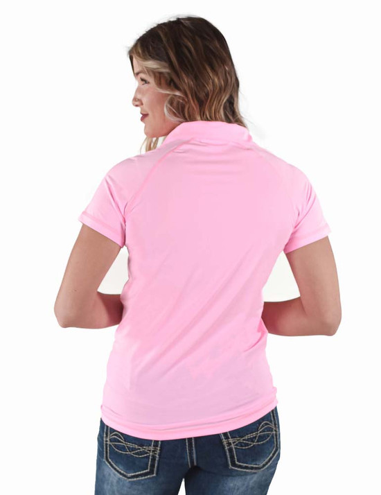 Breathe Instant Cooling UPF quarter zip short sleeve tee (bubblegum pink)