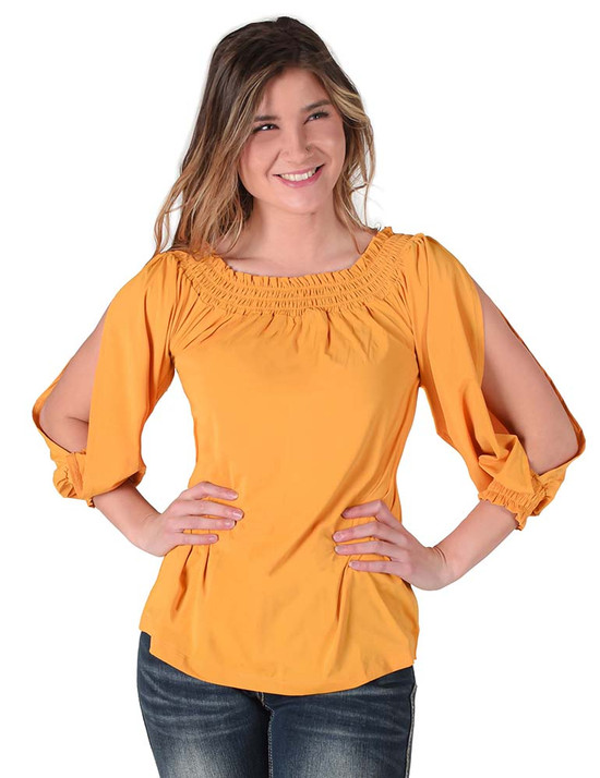 Breathe Instant Cooling UPF flowy blouse (gold)