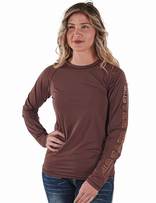 Breathe Instant Cooling UPF long sleeve raglan/baseball tee (brown)