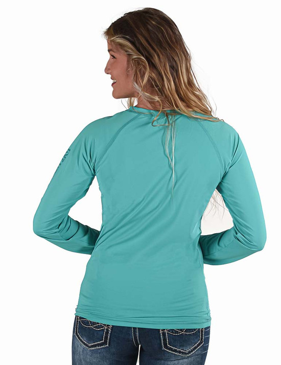 Breathe Instant Cooling UPF long sleeve raglan/baseball tee (turquoise)