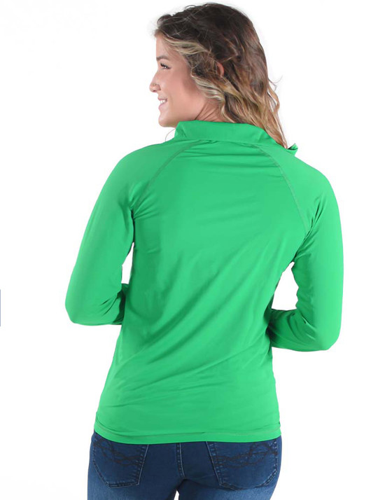 Breathe Instant Cooling UPF full zip cadet long sleeve with front pouch pocket (money green)