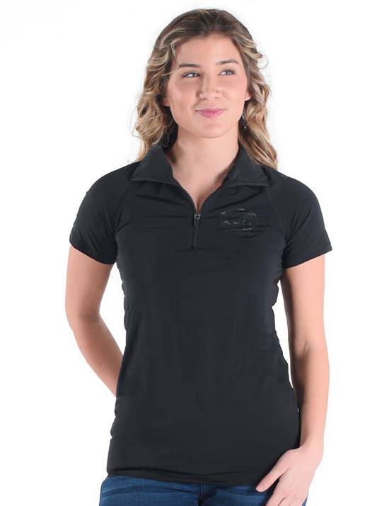 Breathe Instant Cooling UPF quarter zip short sleeve tee (black)