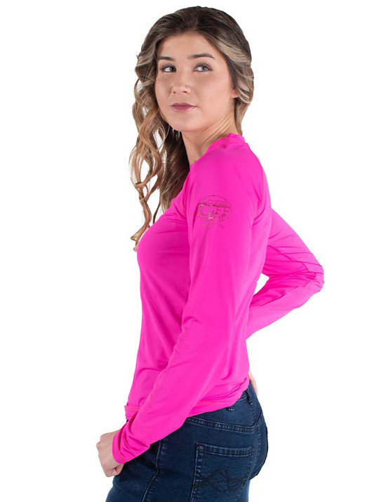 Breathe Instant Cooling UPF long sleeve raglan/baseball tee (hot pink)