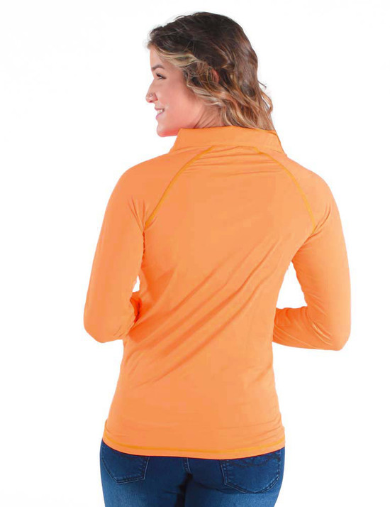 Breathe Instant Cooling UPF quarter zip long sleeve tee with thumbholes (tangerine)