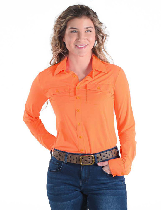 Breathe Instant Cooling UPF pullover button up (tangerine)