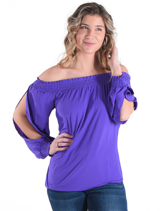 Breathe Instant Cooling UPF flowy blouse with open sleeves (purple)