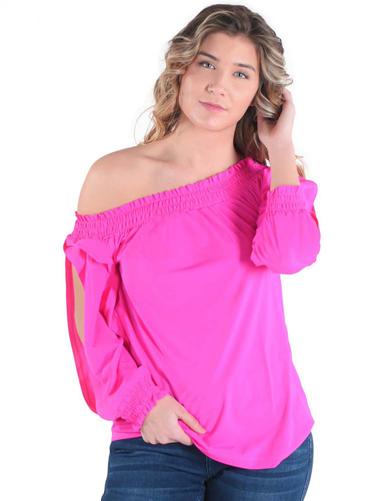 Breathe Instant Cooling UPF flowy blouse with open sleeves (hot pink)