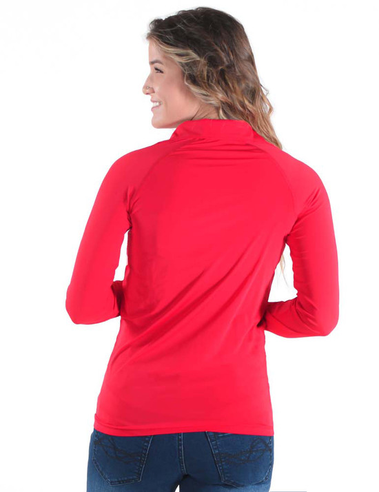 Breathe Instant Cooling UPF full zip cadet long sleeve with front pouch pocket (bright red)