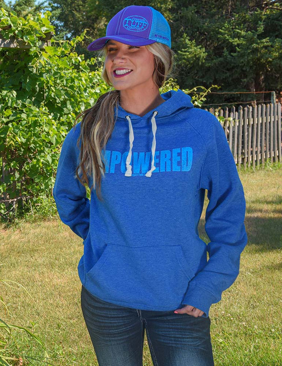 Empowered print UNISEX pullover hooded sweatshirt (royal blue)