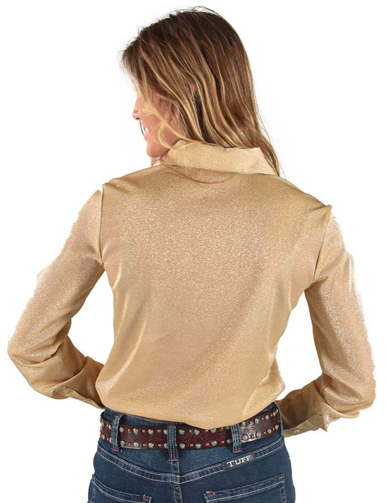 Pullover Button-Up (Cream Gold Lightweight Stretch Shimmer)