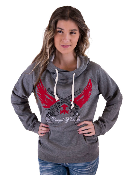 Guns and Wings bling JUNIOR FIT hooded sweatshirt (gray)