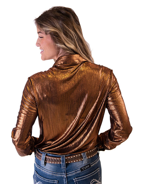 Pullover Button-Up (Copper Metallic Lightweight Stretch Jersey)