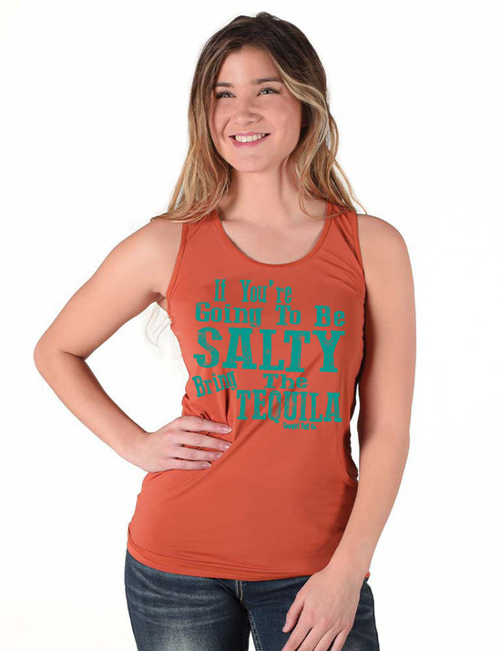 Breathe Tank Top - Salty Tequila (rust with turquoise print)