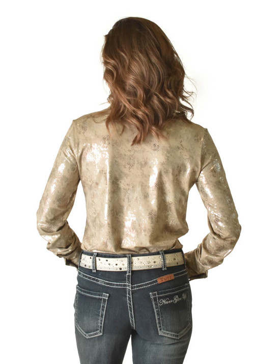 Pullover Button Up (Tan Lightweight Jersey Metallic Snakeskin)