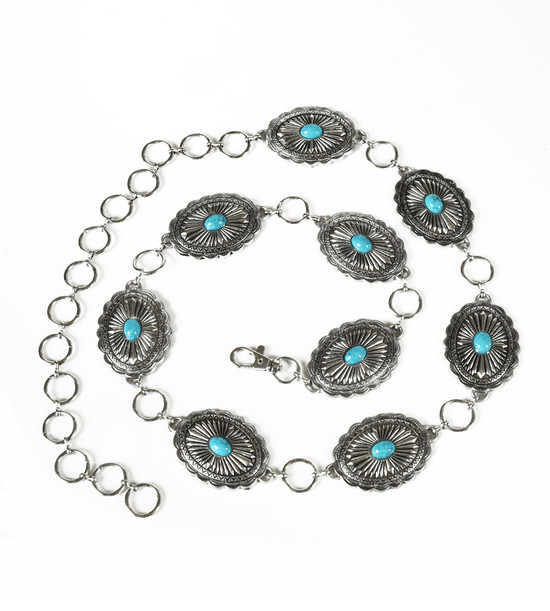 Turquoise Stone Concho Chain Belt