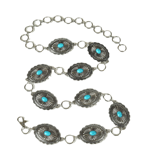 Turquoise Stone Concho Chain Belt