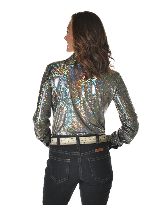 Pullover Button Up (Silver Holographic Lightweight Metallic Jersey)
