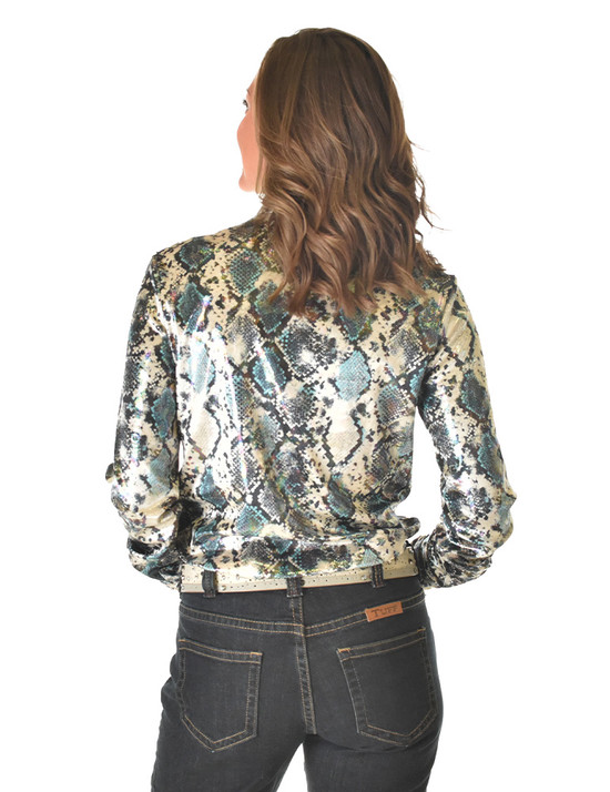 Pullover Button Up (Colorful Snake Print With Multicolor Foil in Velvet Heavier Weight)