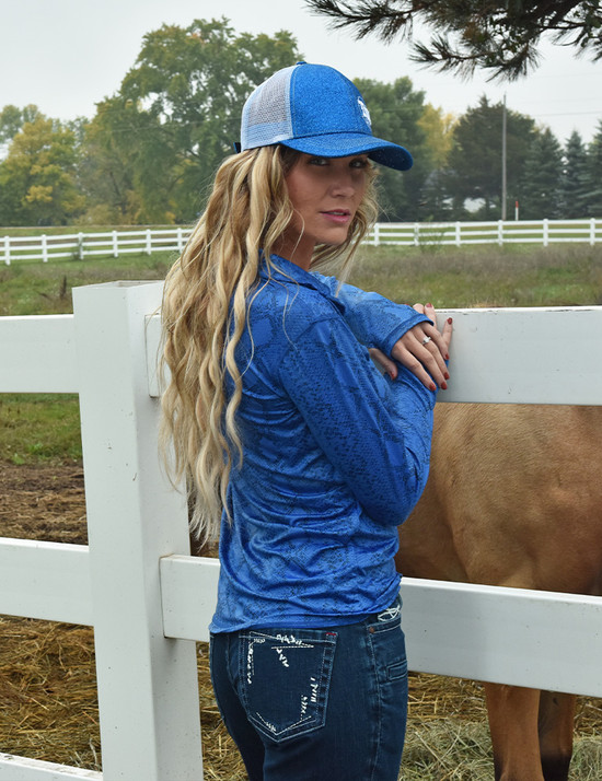 Quarter Zip Cadet  (Blue Snakeskin Mid-Weight Jersey With Black Embroidery Logo)