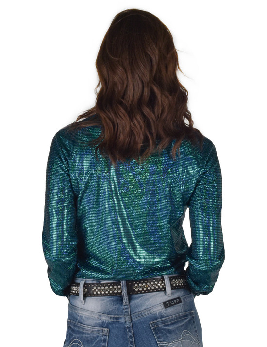 Pullover Button Up (Turquoise Foil Lightweight Stretch Jersey)