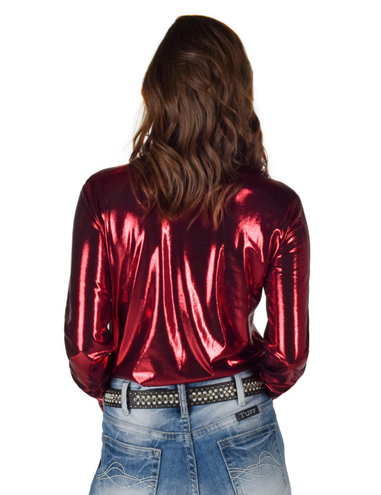 Pullover Button Up (Red Shiny Metallic Lightweight Jersey)