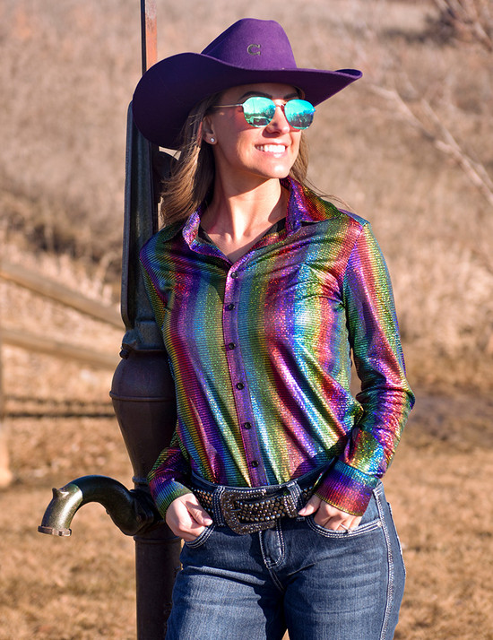Pullover Button Up (Multi-color Foil Lightweight Stretch Jersey)