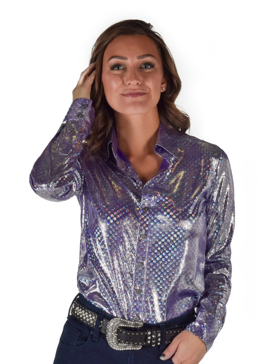 Pullover Button Up (Purple Iridescent Foil Stretch Jersey)