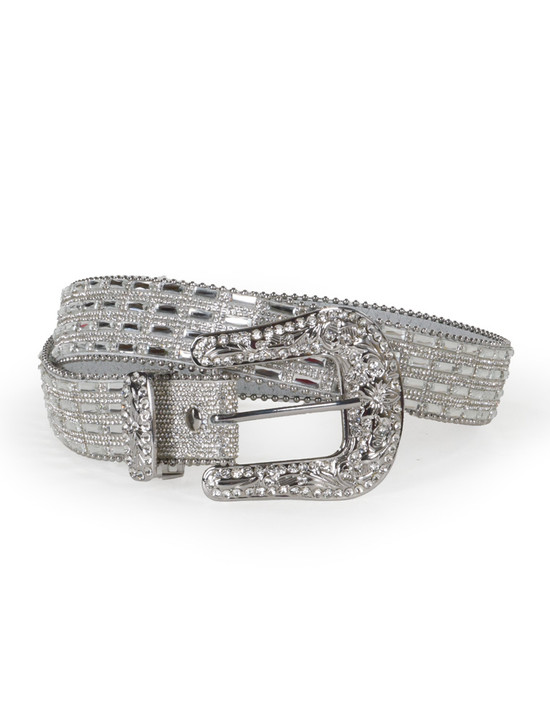 Silver Leather Glitz Belt