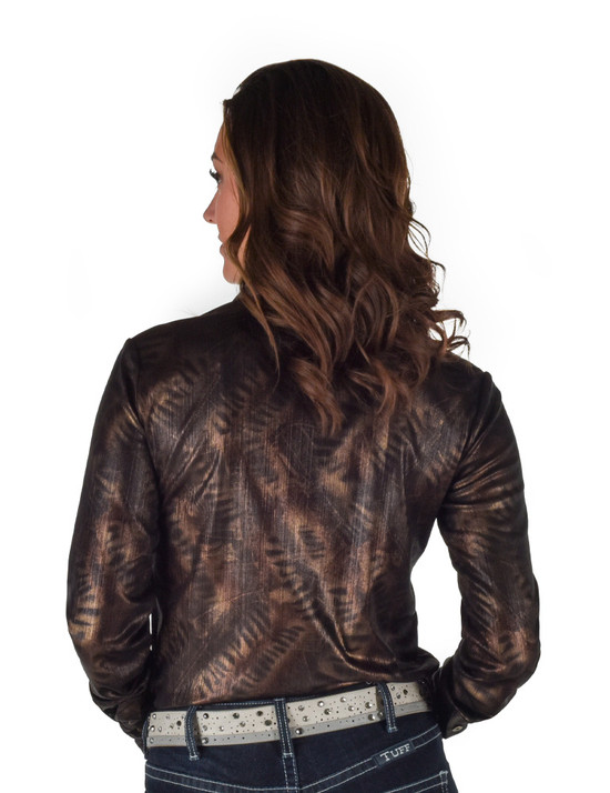 Pullover Button Up (Brown-Black Shimmer Lightweight Stretch Jersey)