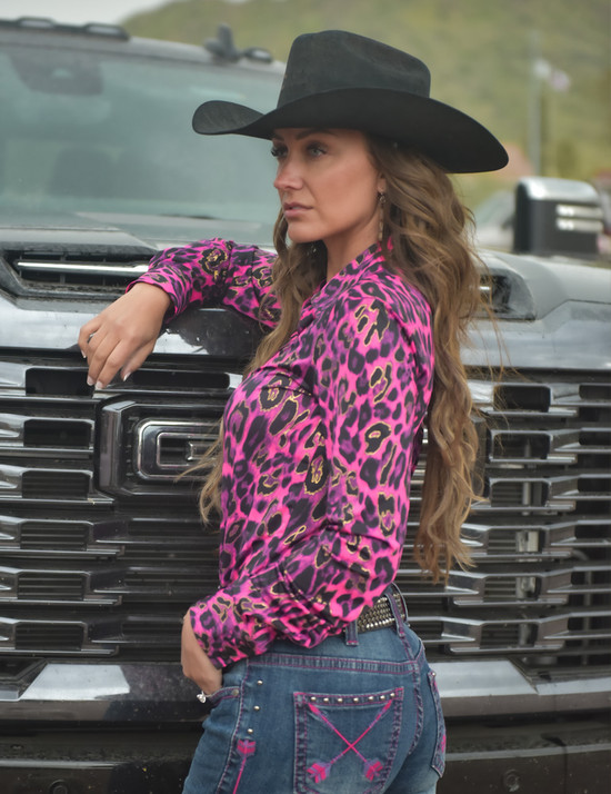 Pullover Button Up (Hot Pink Leopard Lightweight Stretch Jersey)