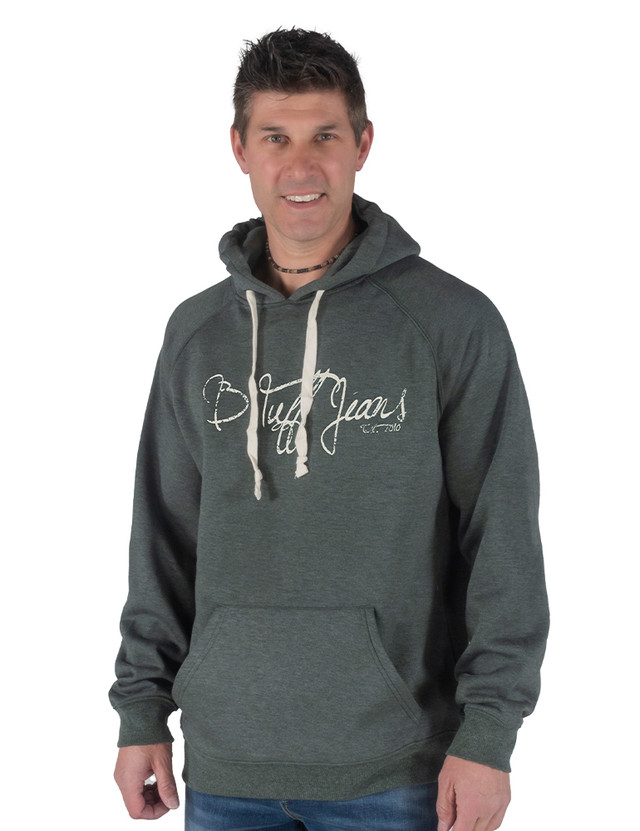 B. Tuff script print unisex hooded sweatshirt (pine)