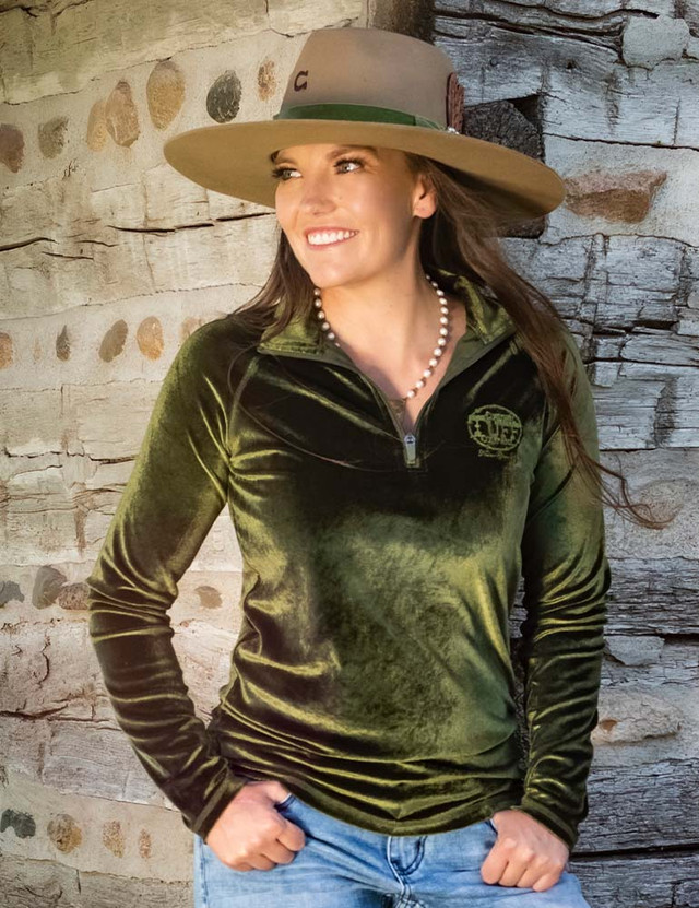 Quarter-Zip Cadet Sweatshirt (green velvet)