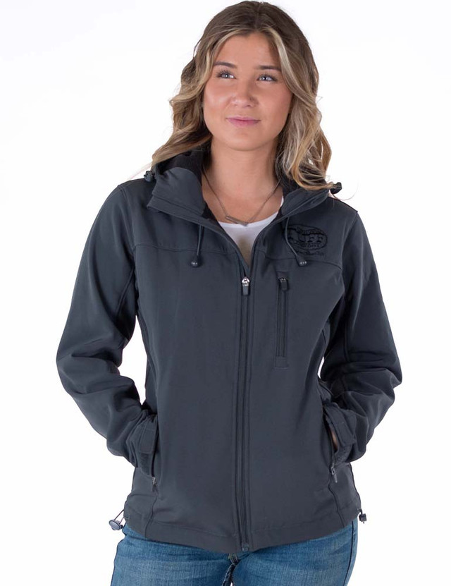 Stretch microfiber jacket with embroidered logo (charcoal)