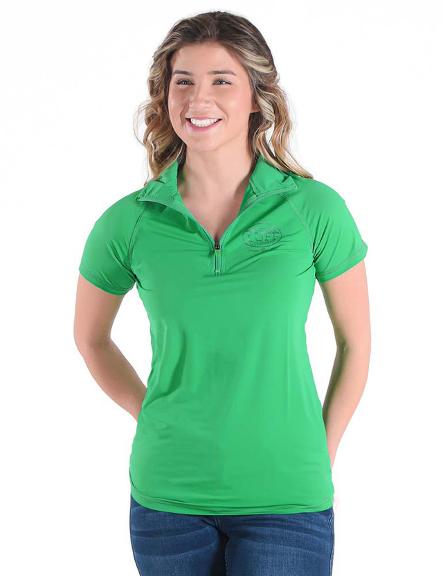 Breathe Instant Cooling UPF quarter zip short sleeve tee (money green)