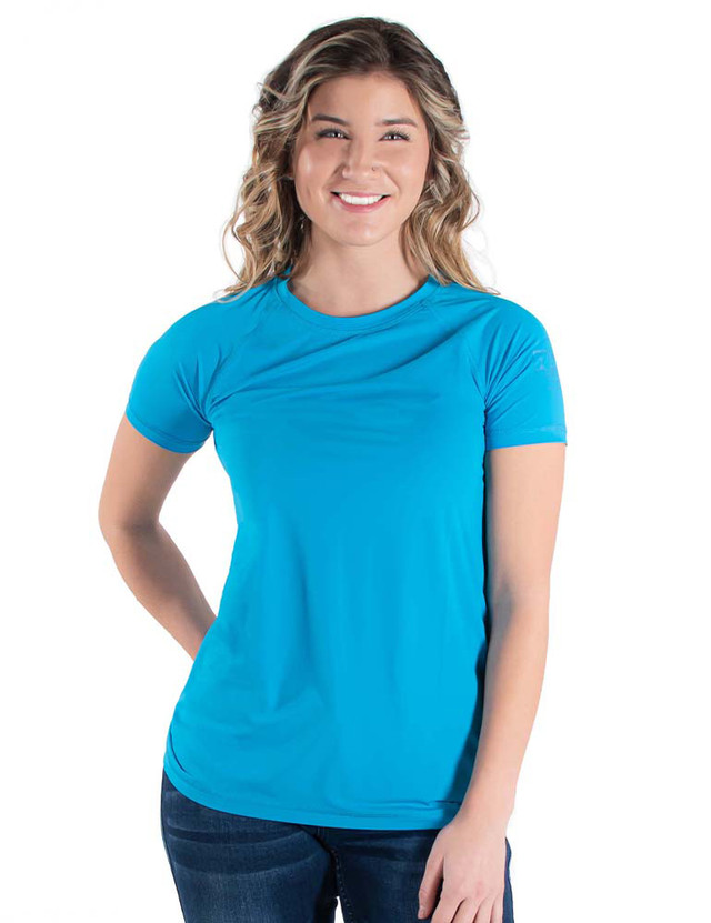 Breathe Instant Cooling UPF short sleeve raglan/baseball tee (aqua)