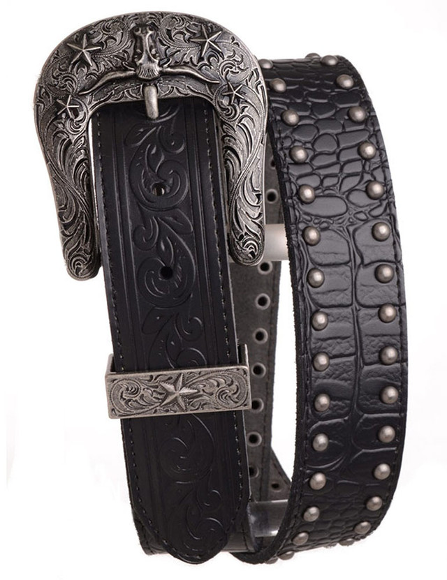 Studded Leather Belt (Brown)