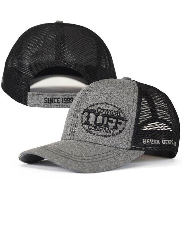 Cowgirl Tuff Trucker Cap with Heather Gray & Black Contrast Embroidery