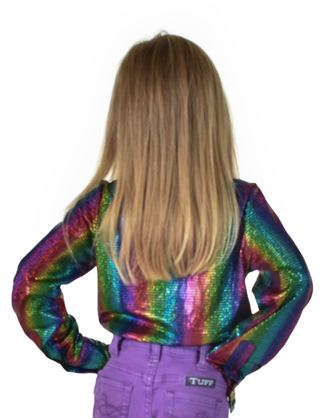 Girls Pullover Button Up (Multi-color Foil Lightweight Stretch Jersey)