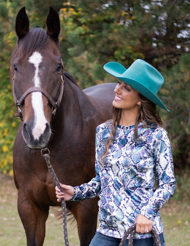 Long Sleeve Tee (Colorful Snake Print With Multicolor Foil in Velvet Heavier Weight)