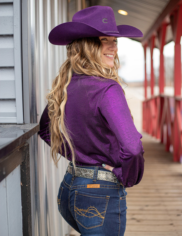 Pullover Button Up (Purple Metallic Shimmer Stretch Jersey)