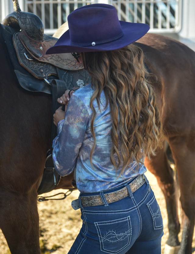 Pullover Button Up (Blue Cotton Candy Print Lightweight Stretch Jersey)