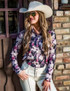 Pullover Button-Up (deep purple and cream floral)