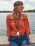 Breathe Instant Cooling UPF flowy blouse (rust)