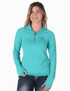 Breathe Instant Cooling UPF quarter zip long sleeve tee with thumbholes (turquoise)