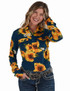 Pullover Button-Up (navy with yellow sunflowers print)