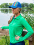 Breathe Instant Cooling UPF quarter zip long sleeve tee with thumbholes (money green)