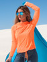 Breathe cowl neck long sleeve with adjustable hem (tangerine)