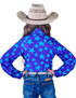 Girls Pullover Button-Up (Purple and Turquoise Stars Mid-weight Stretch Jersey)